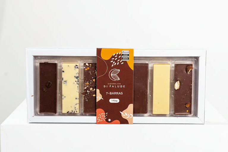 Mega Kit Degustação 7 Barras de Chocolate Chocolate Fino 140g Di Palude