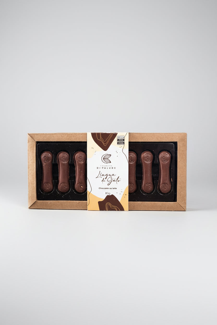 Caixa Chocolate Fino Língua de Gato Chocolate ao Leite 80g Di Palude
