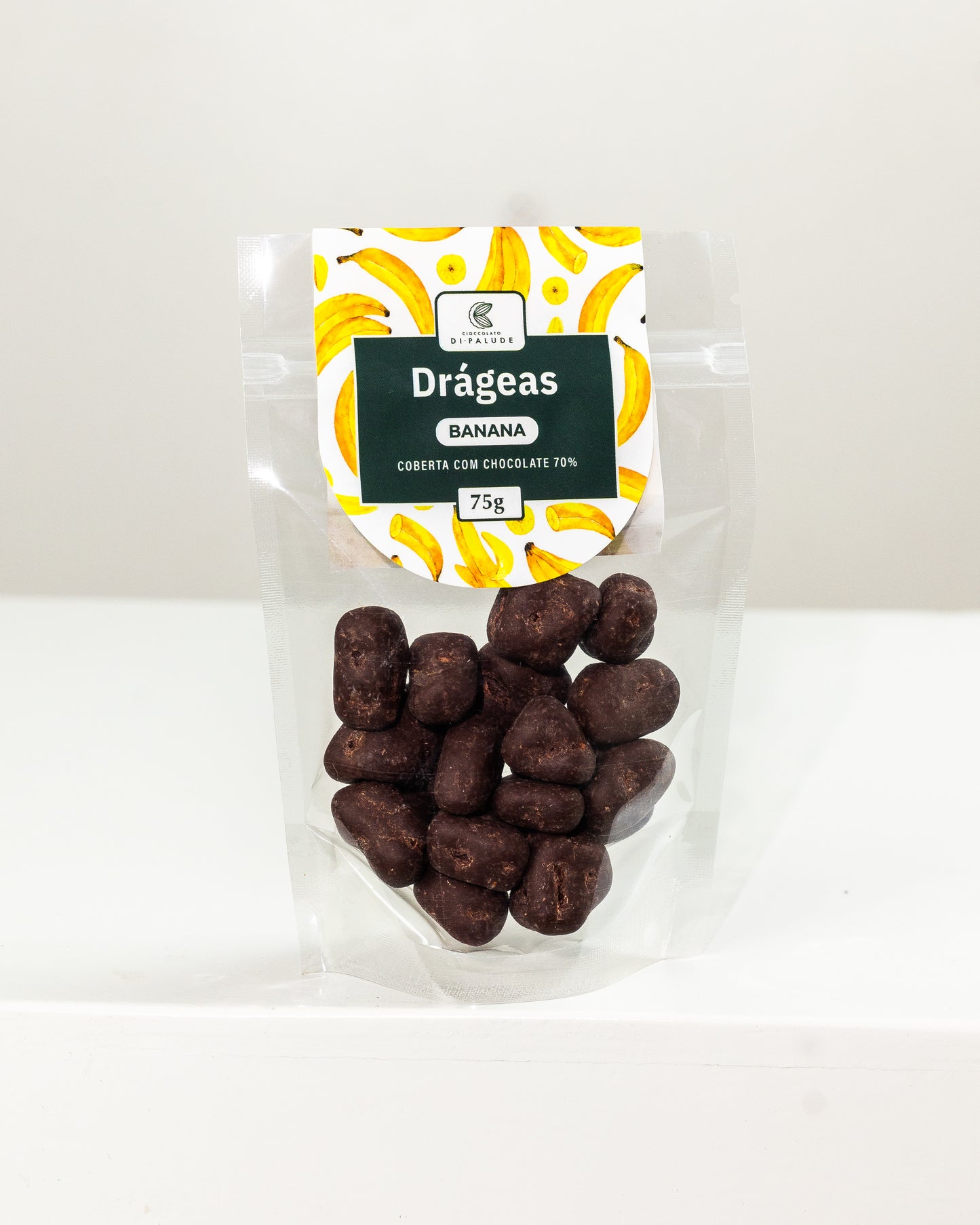 Drágeas de Banana com Chocolate Intenso 70% Cacau 75g – Di Palude