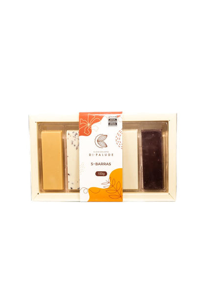 Kit Degustação 5 Barras de Chocolate Chocolate Fino 100g Di Palude